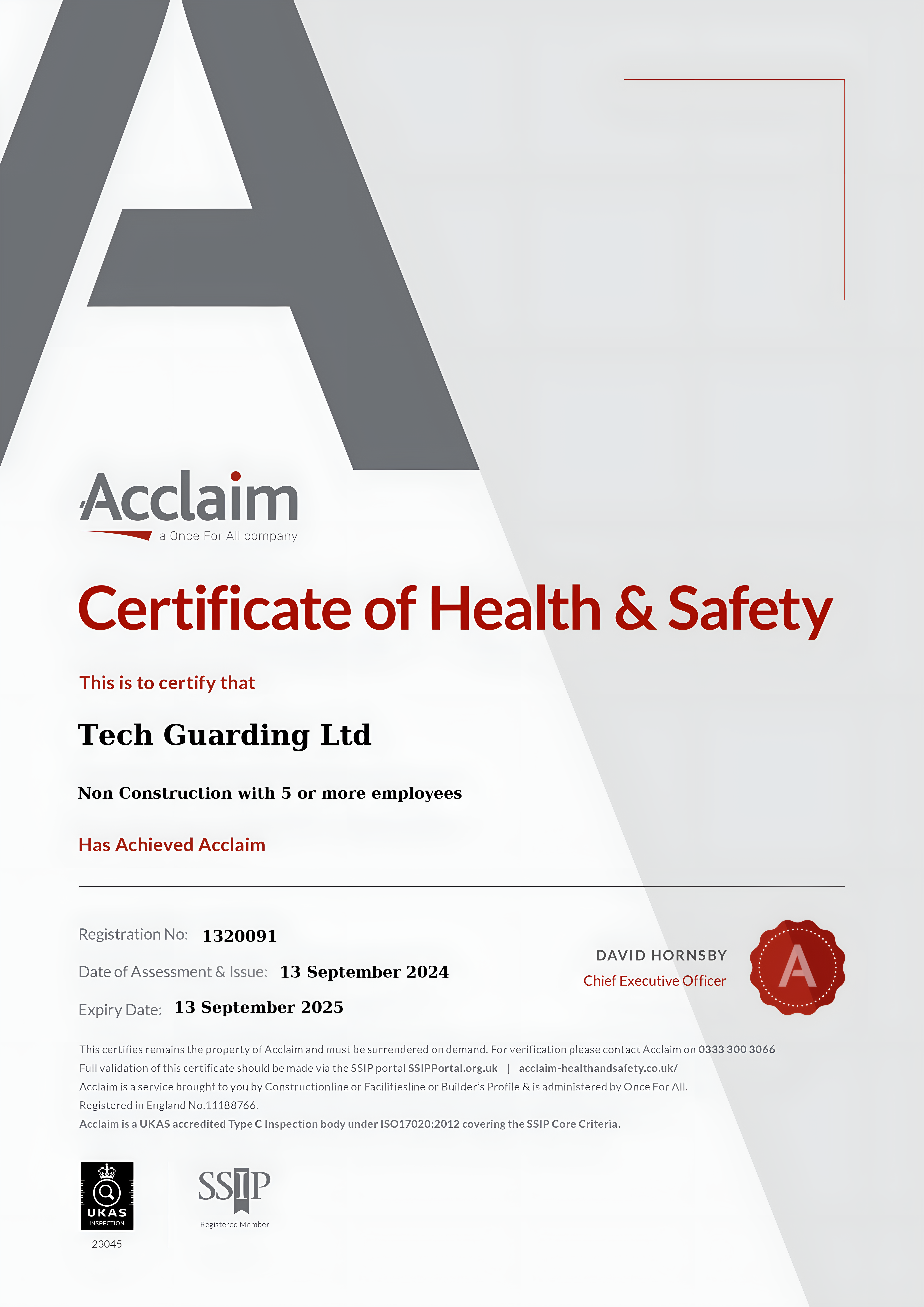 SSIP - Acclaim Certificate